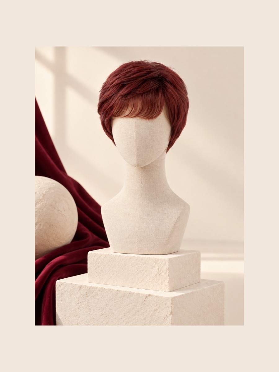 BW10 fashion wig shown on a faceless linen mannequin