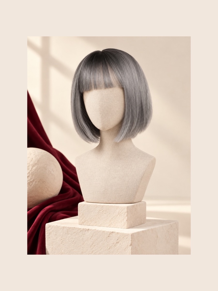 T-SW202 fashion wig shown on a faceless linen mannequin