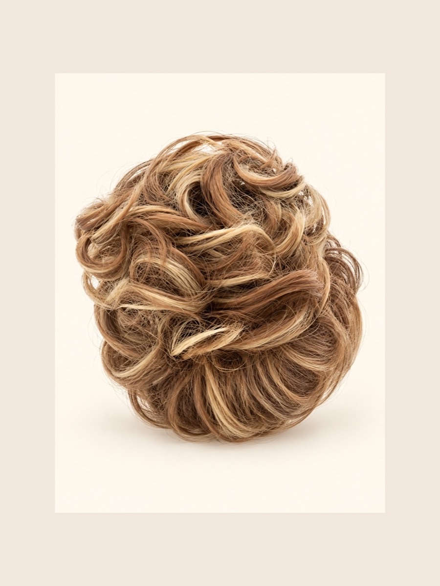 H2 / H9 Hair Scrunchie hair bun / scrunchie displayed on a warm cream background