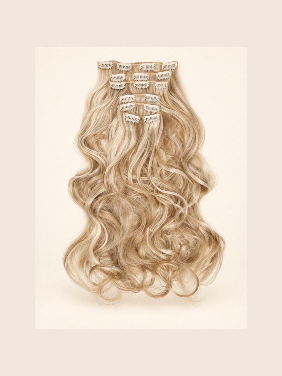 999 hair extension displayed on a warm cream background