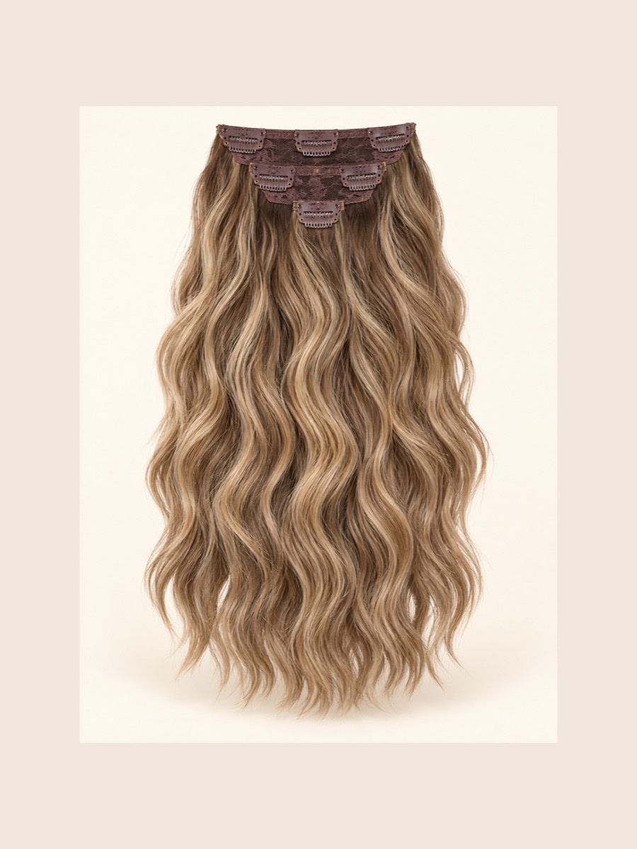 444W hair extension displayed on a warm cream background