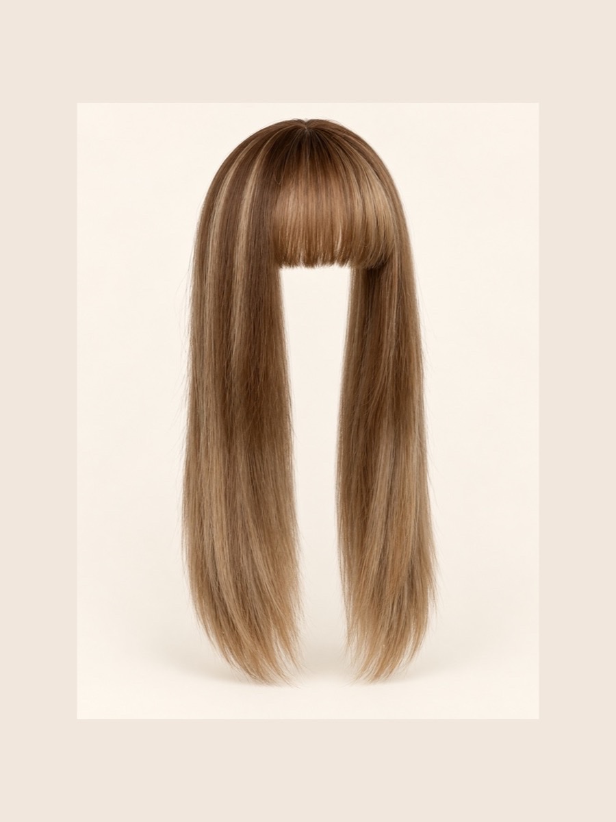 B9 hair topper displayed on a warm cream background