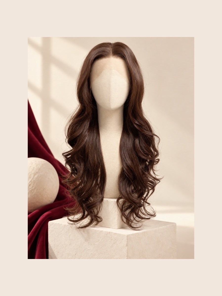 ALW-10 8# lace-front wig shown on a faceless linen mannequin
