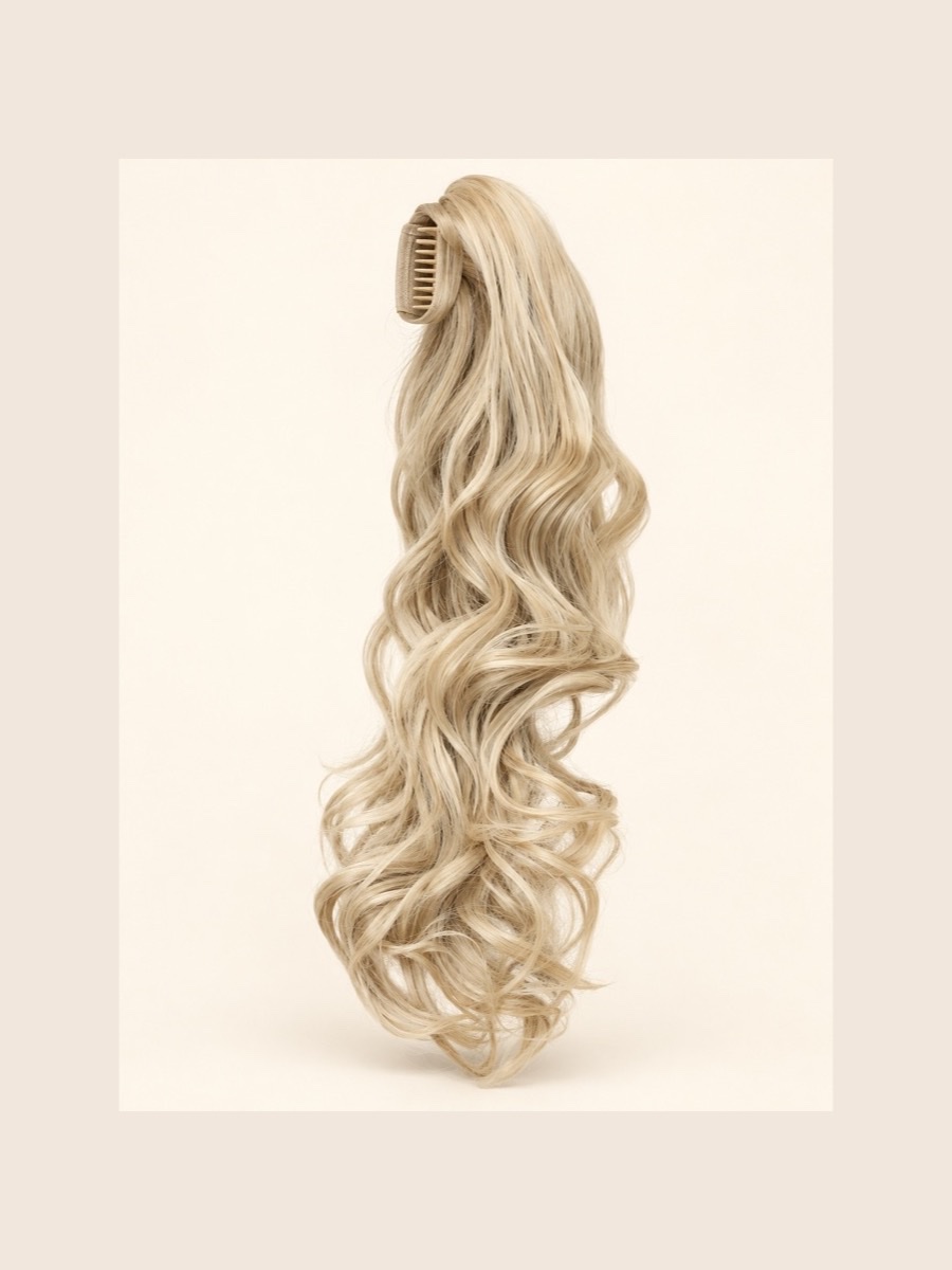 P21B Claw-Clip Ponytail ponytail extension displayed on a warm cream background