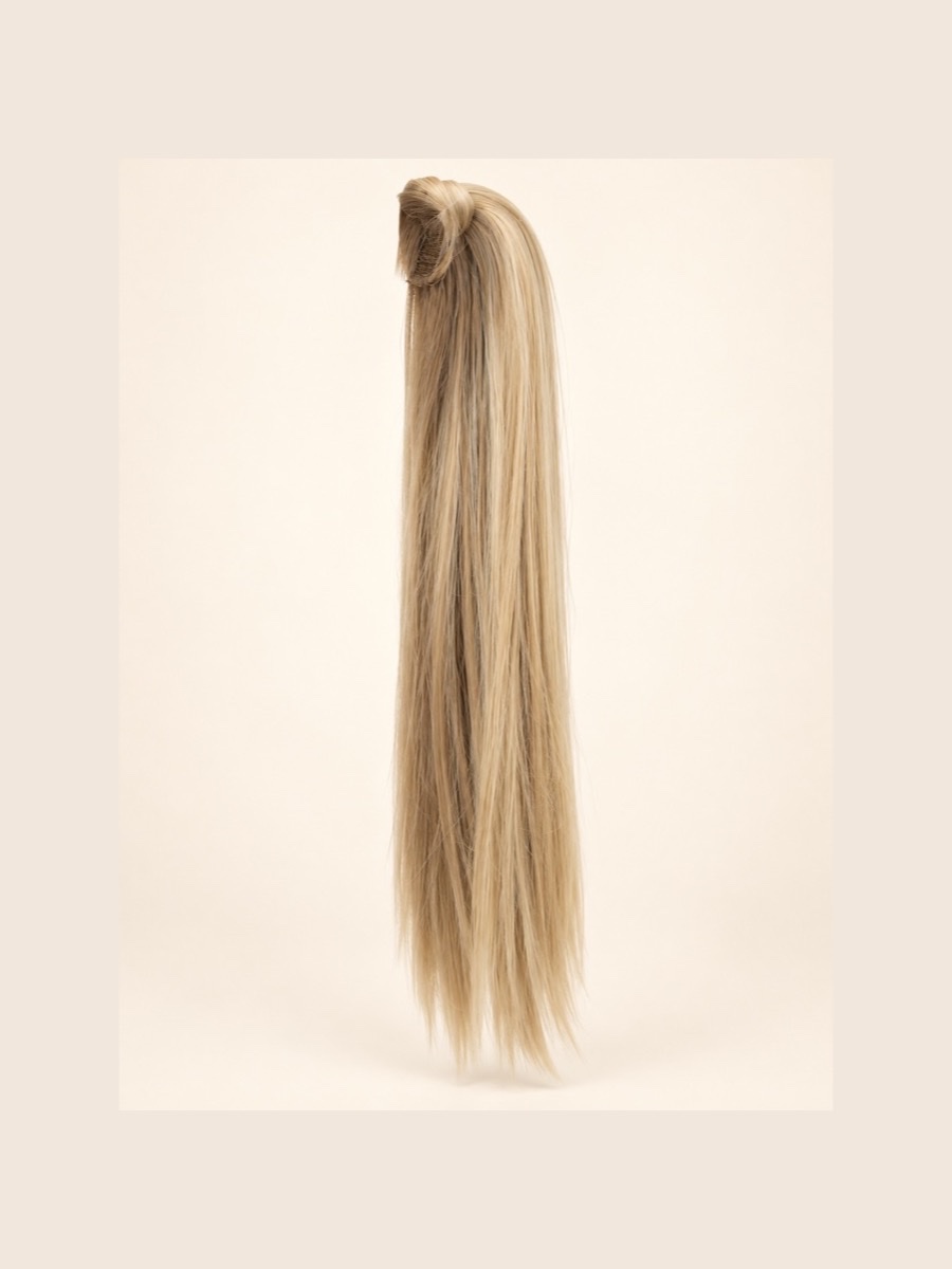 P001 Hook-and-Loop Ponytail ponytail extension displayed on a warm cream background